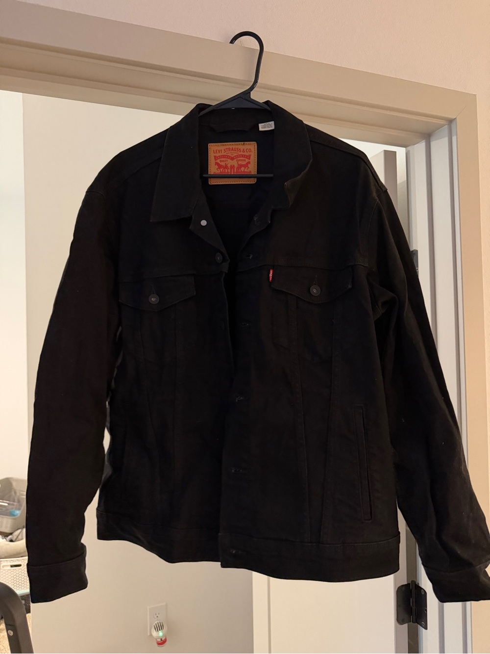 Levi's Black Denim Trucker Jacket with Red Tab